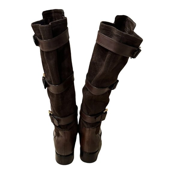 COLE HAAN NikeAir Leather Suede Buckle Knee High Boots Riding Western Size 7.5 B - Picture 6 of 11